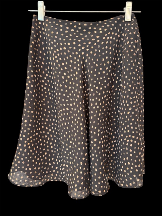 Bentley Arbuckle Dresses & Skirts - Bentley Arbuckle Black Lightweight Flirty Skirt Gold Dot Print Slight Sheer Sz 2